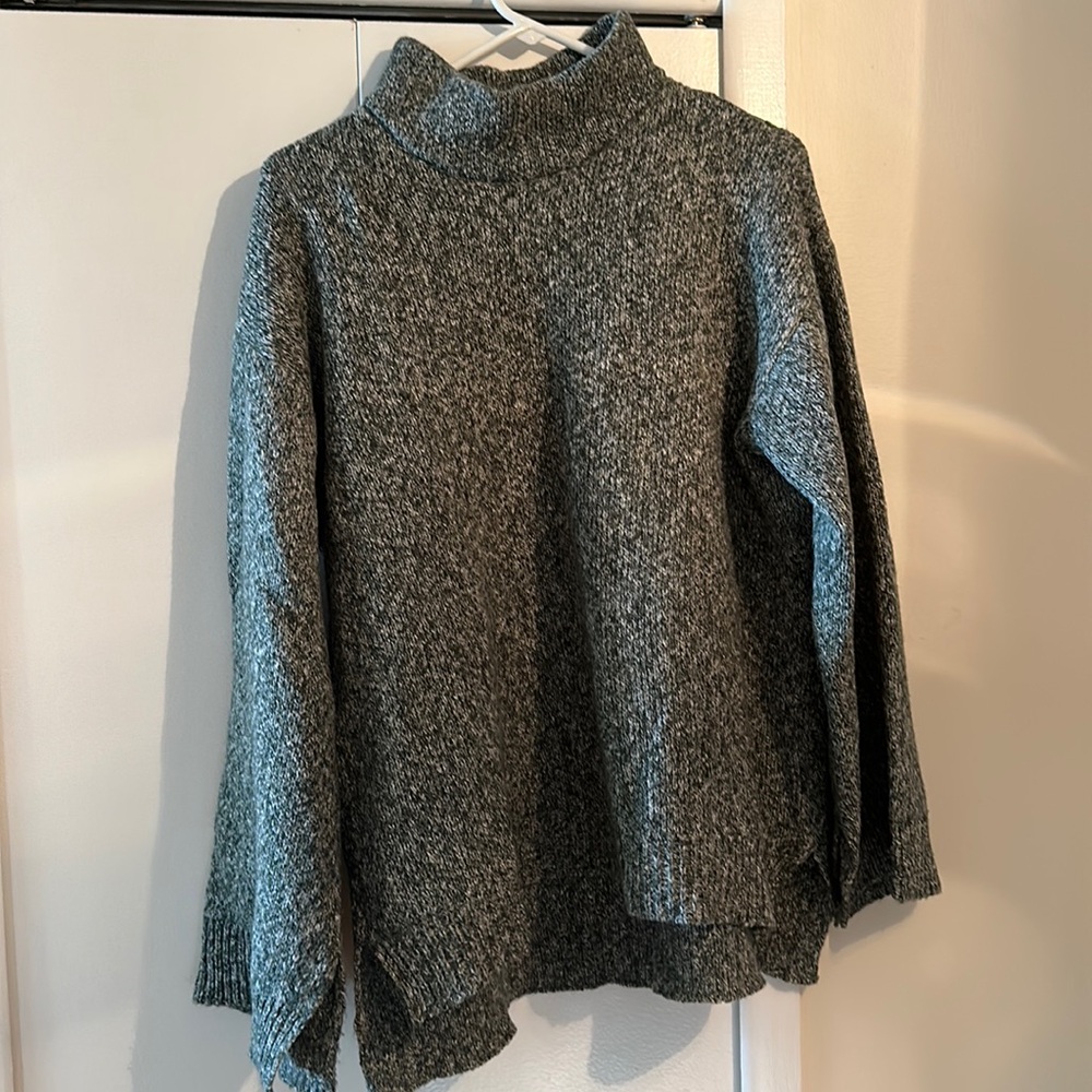 Cable & Gauge mock neck bell sleeve sweater